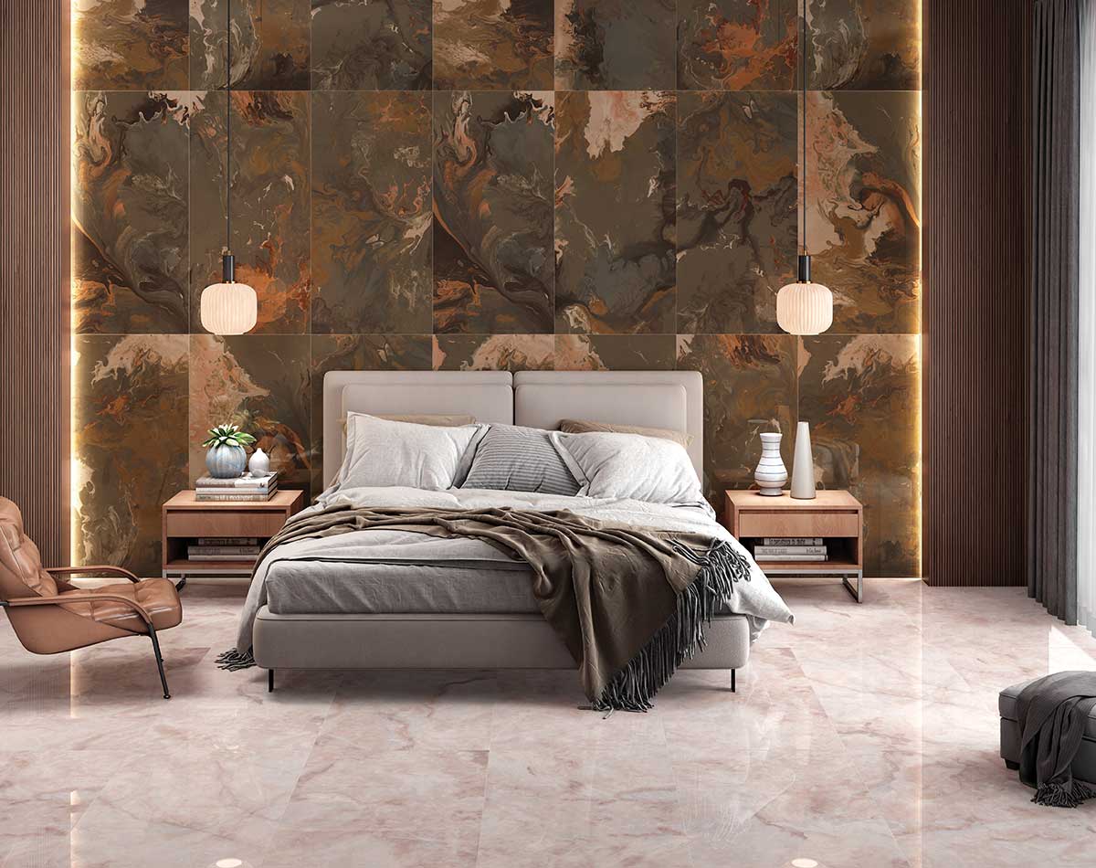 Versatile tile suitable for bedroom, kitchen, bathroom, and outdoor spaces, offering a blend of style and durability for any interior design